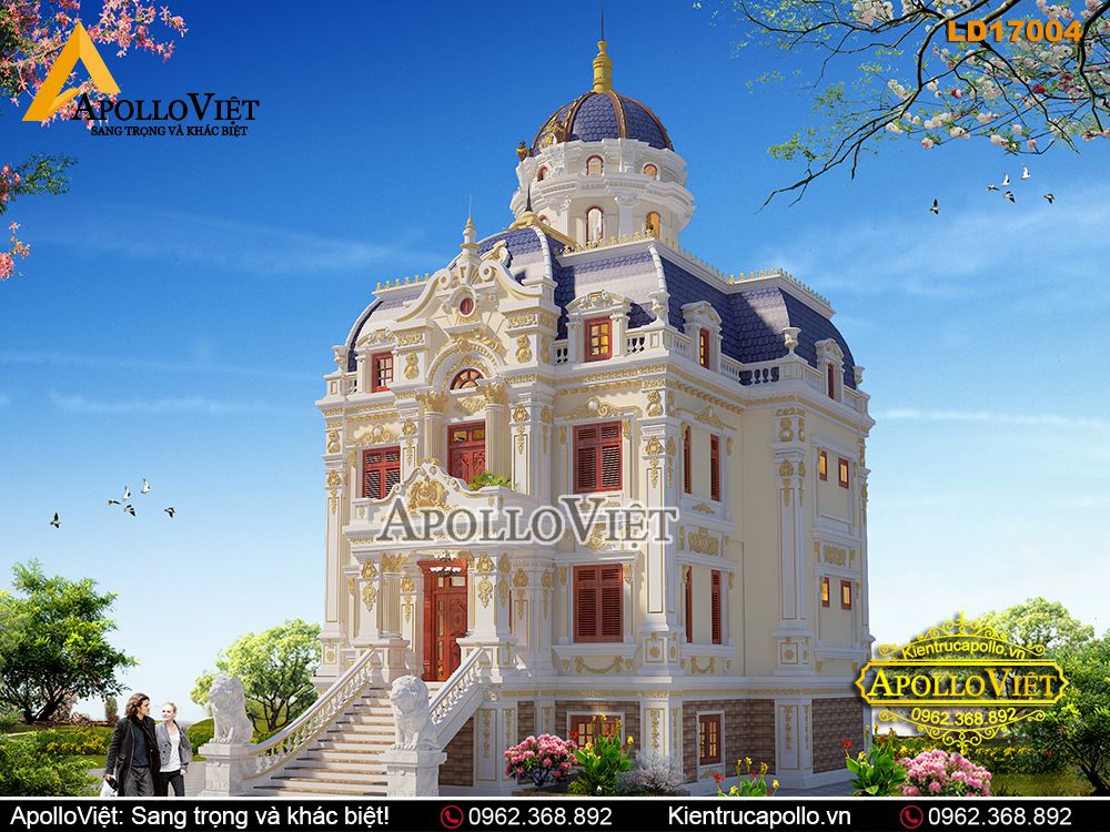 Mẫu lâu đài 3 tầng 1 tum tân cổ điển lộng lẫy, đẳng cấp (LD17004)